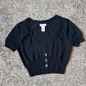 Black Y2K babydoll cropped short sleeve cardigan